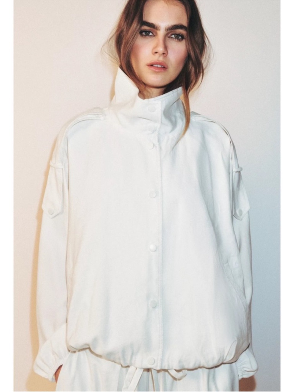 ZARA WHITE HIGH COLLAR JACKET